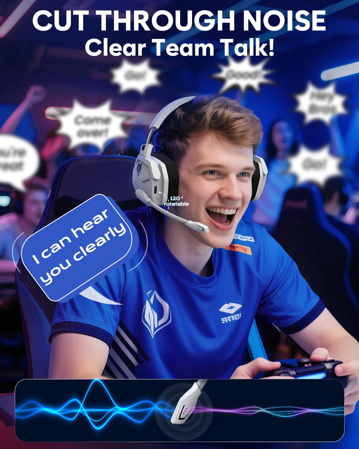 NUBWO G06 Dual Wireless Headsets Gamer with Microphone for PS5 PS4 PC Mobile Switch 2.4GHz Bluetooth 5.3 Gaming