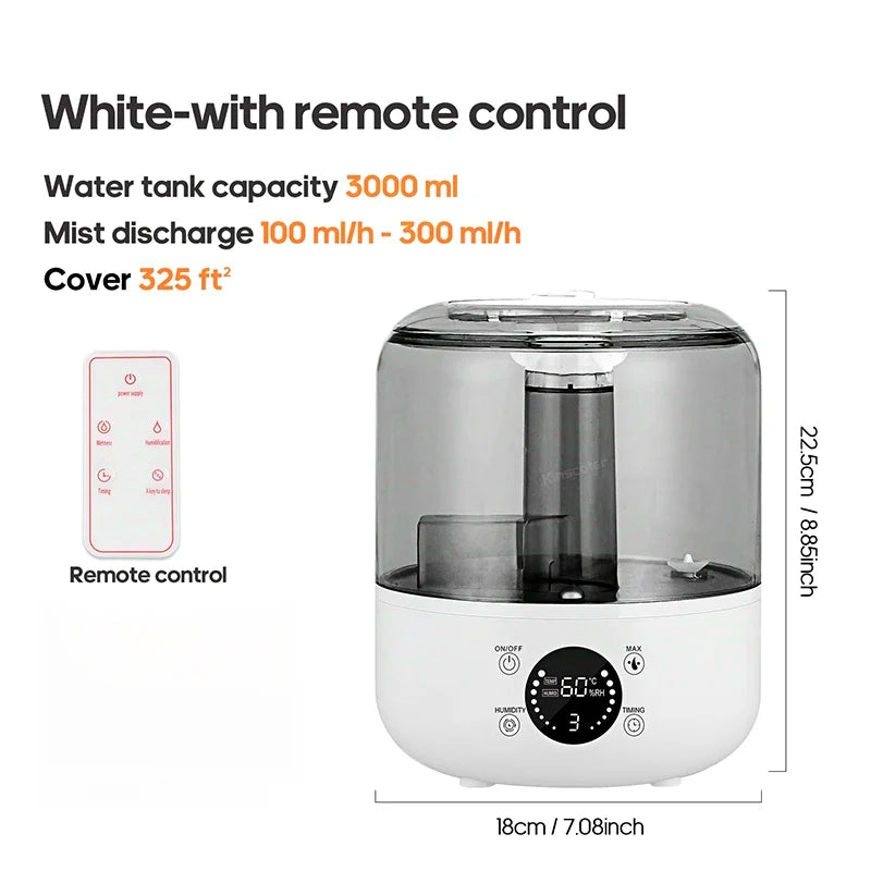 CK2 3L Professional Large Capacity Household Silent Air Humidifier Plant Spray Aroma Diffuser with Remote Control Timer
