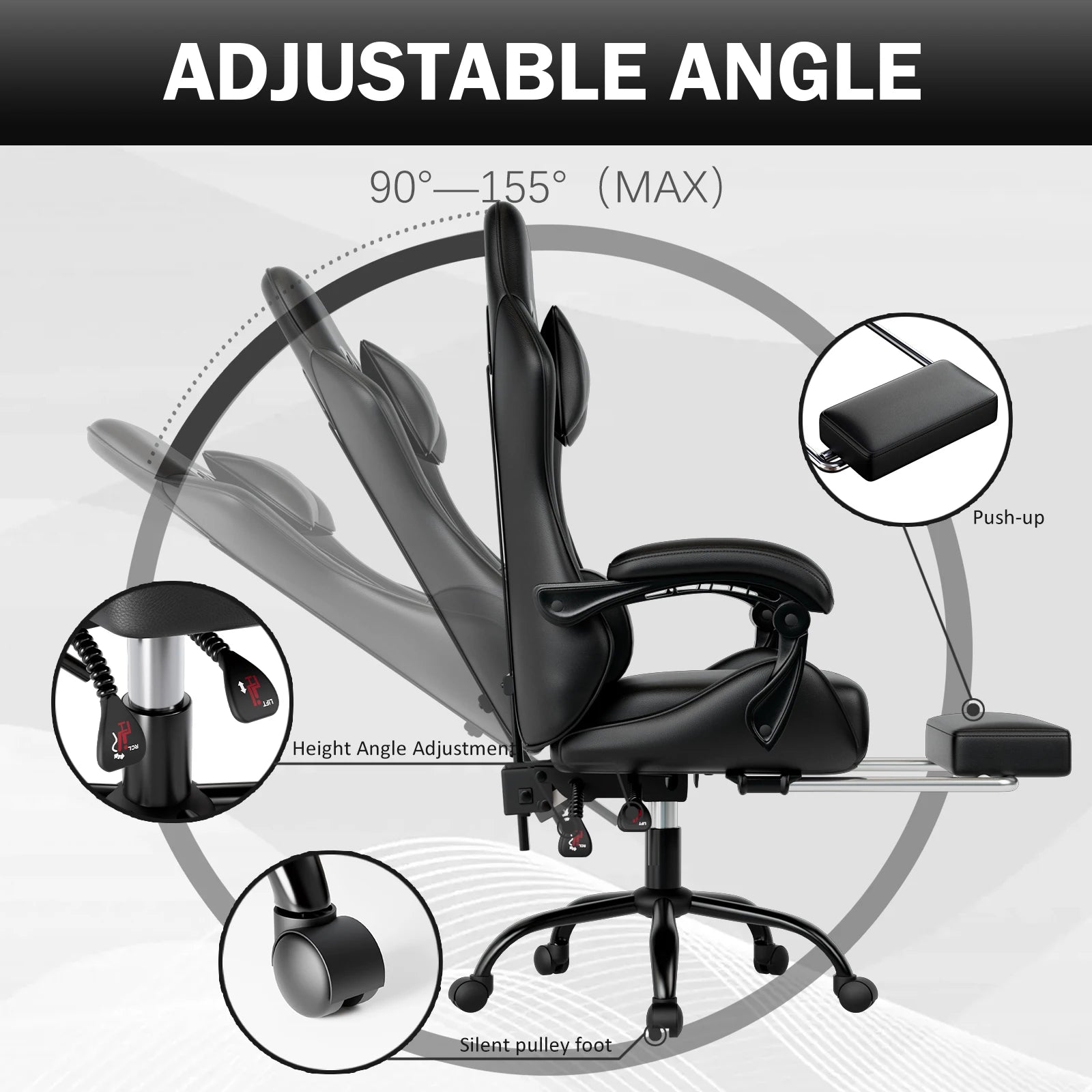 Ergonomic Gaming Chair with Footrest Racing Style Video Game Chair for Adults Reclining Gamer Chair Office Chair
