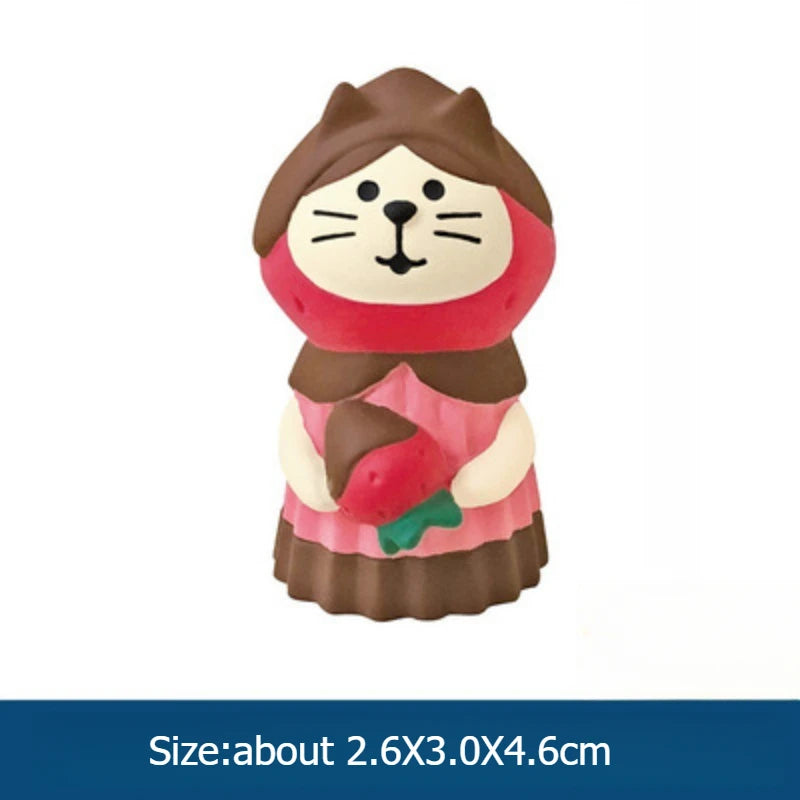Japanese stlye cat with chocolate food resin Figurines & Miniatures on the desk room decoration gift home accessories