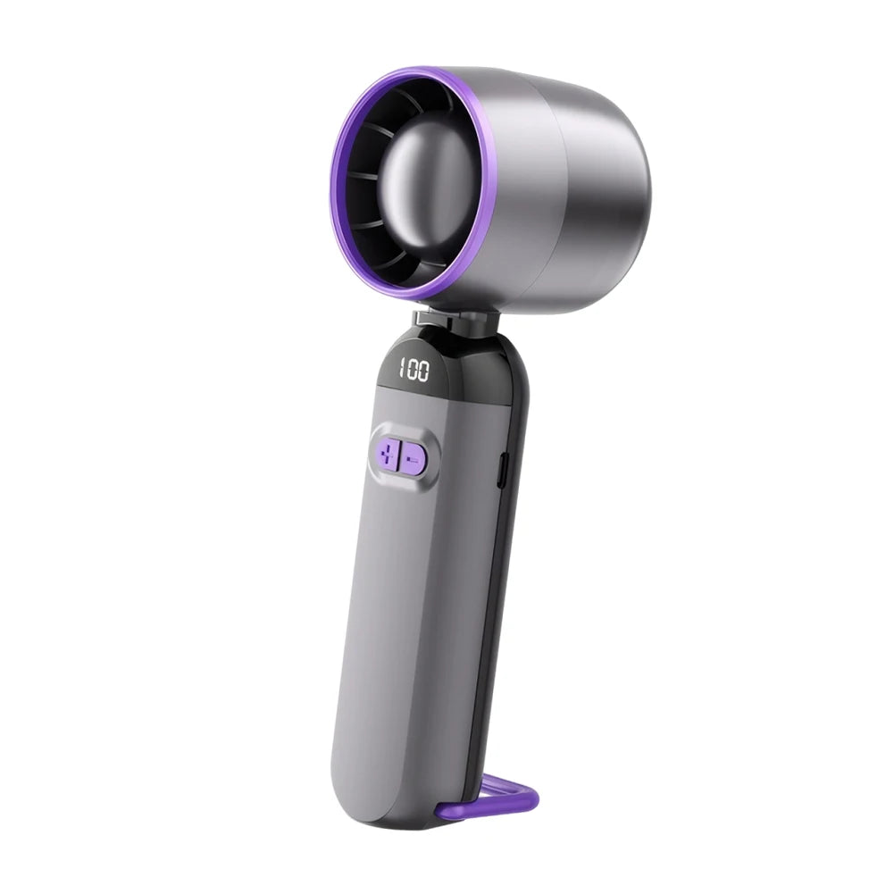 Handheld Turbo Fan LED Digital Display Adjustable Cooling Fan USB Rechargeable Portable Electric Fan for Home Office