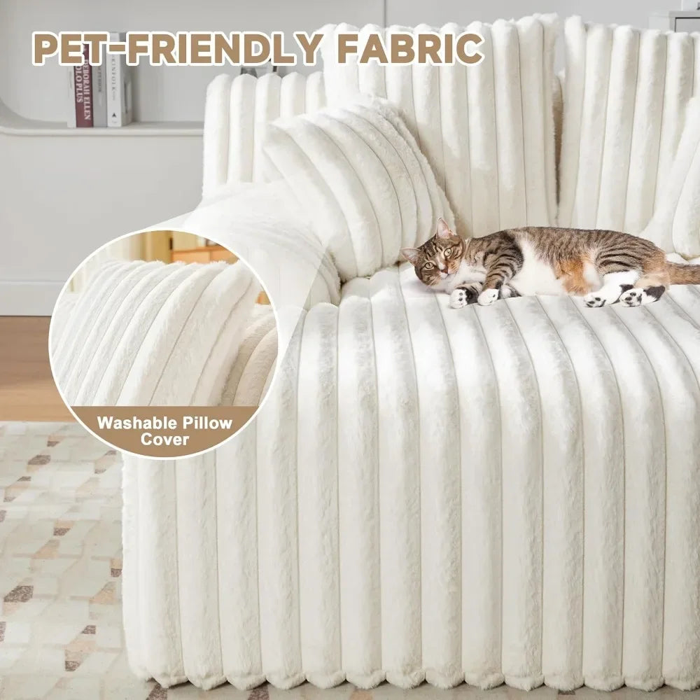 53.5”W Oversized Chaise Lounge Chair Indoor Boneless Couch Chair with 4 Pillows Comfy Reading Chairs with Wide Arms