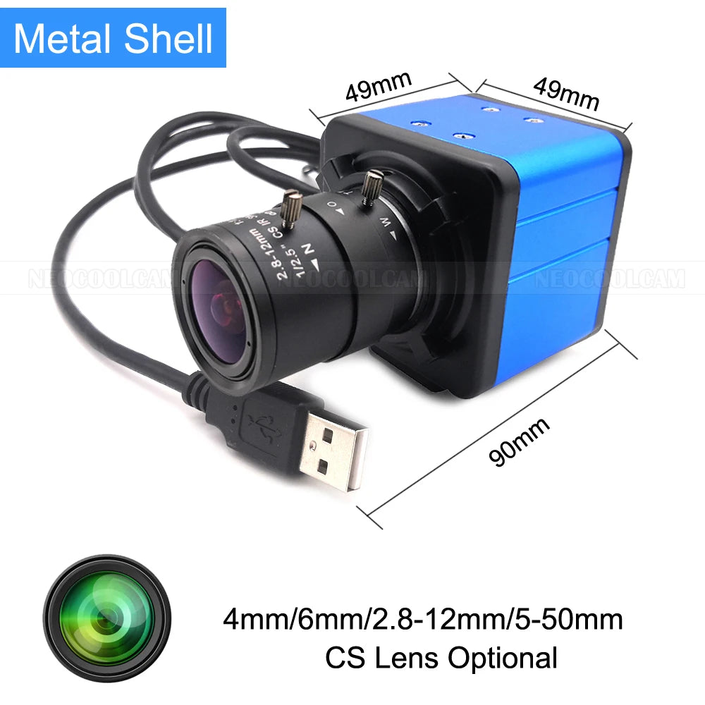 4K 30fps 3840x2160 High Speed 8MP USB Webcam PC Video Camera Industrial 4x Optical 2.8-12mm/5-50mm Varifocal Manual Zoom