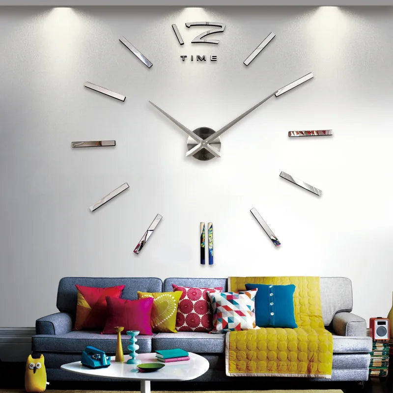 2023 Modern Design Large Wall Clock 3D DIY Quartz Clocks Fashion Watches Acrylic Mirror Stickers Living Room Home Decor