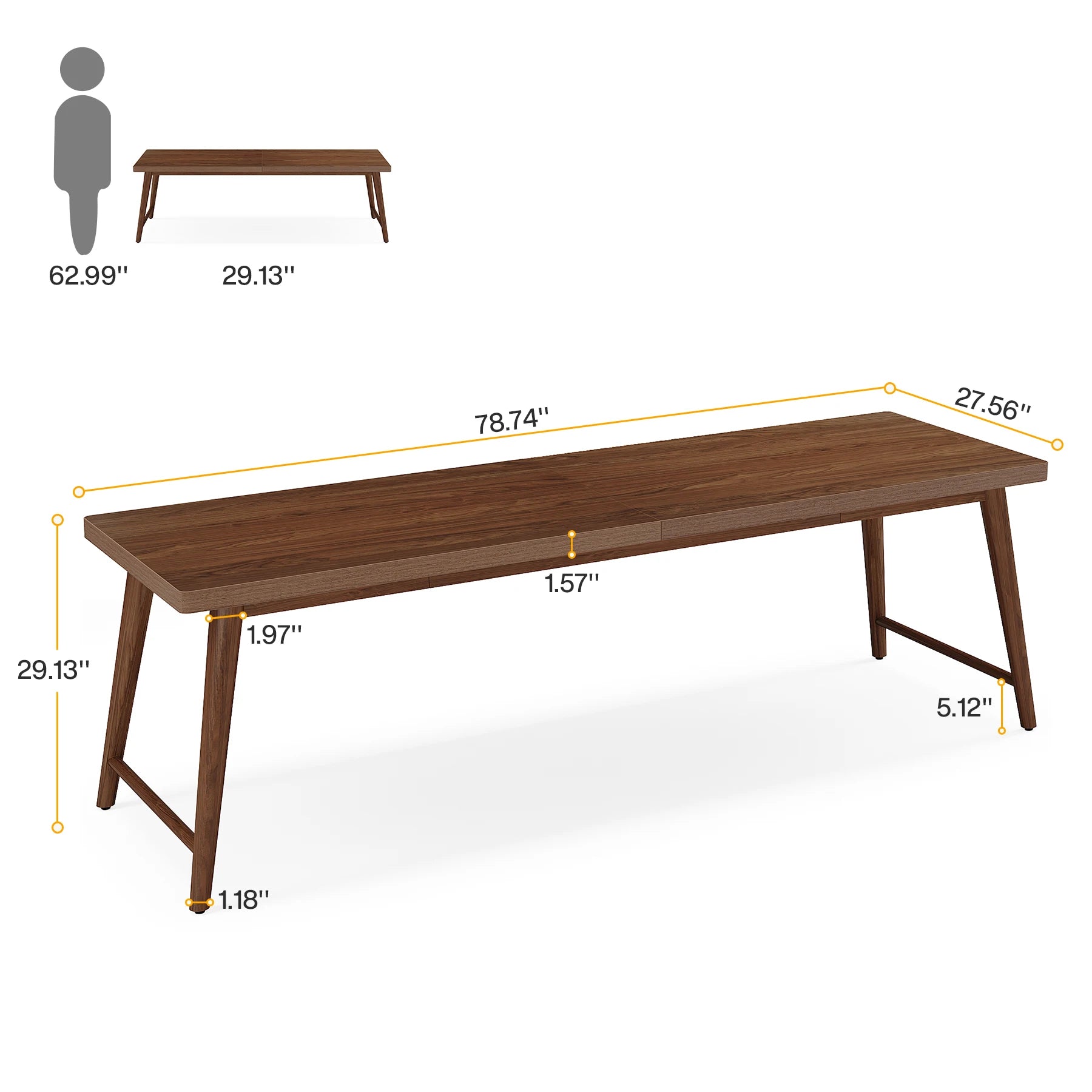 Tribesigns 78.7’’ Extra Long Desk Large 2-Person Computer Desk Writing Desk Double Home Office Desk Study Work Table