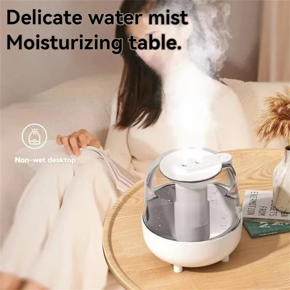 4L Large Capacity Dual Spray Humidifier with Display USB Quiet Cool Mist Maker Air Purifier with Night Light for Home
