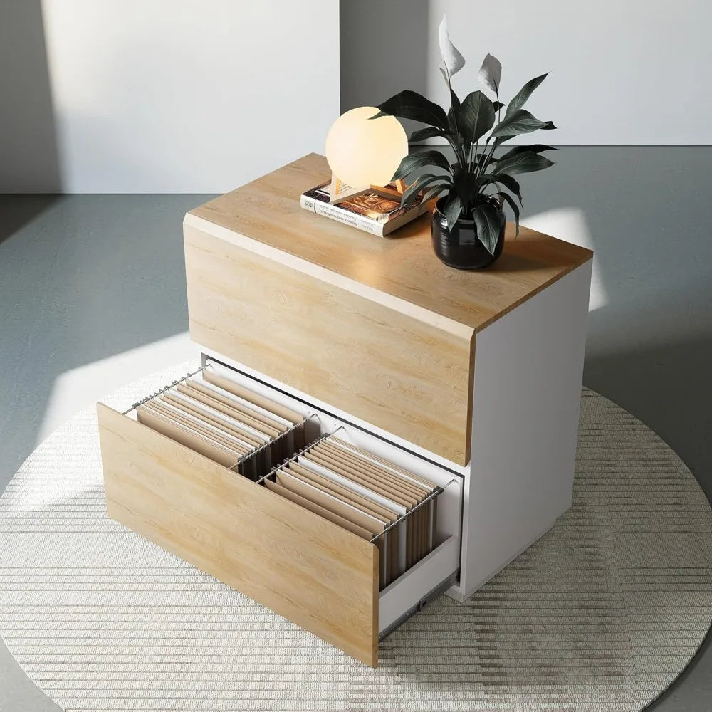 2 Drawer Lateral File Cabinet 31W x 23H Wood Filing Cabinet with Anti-Tilt Home Office Storage for Letter/Legal/A4