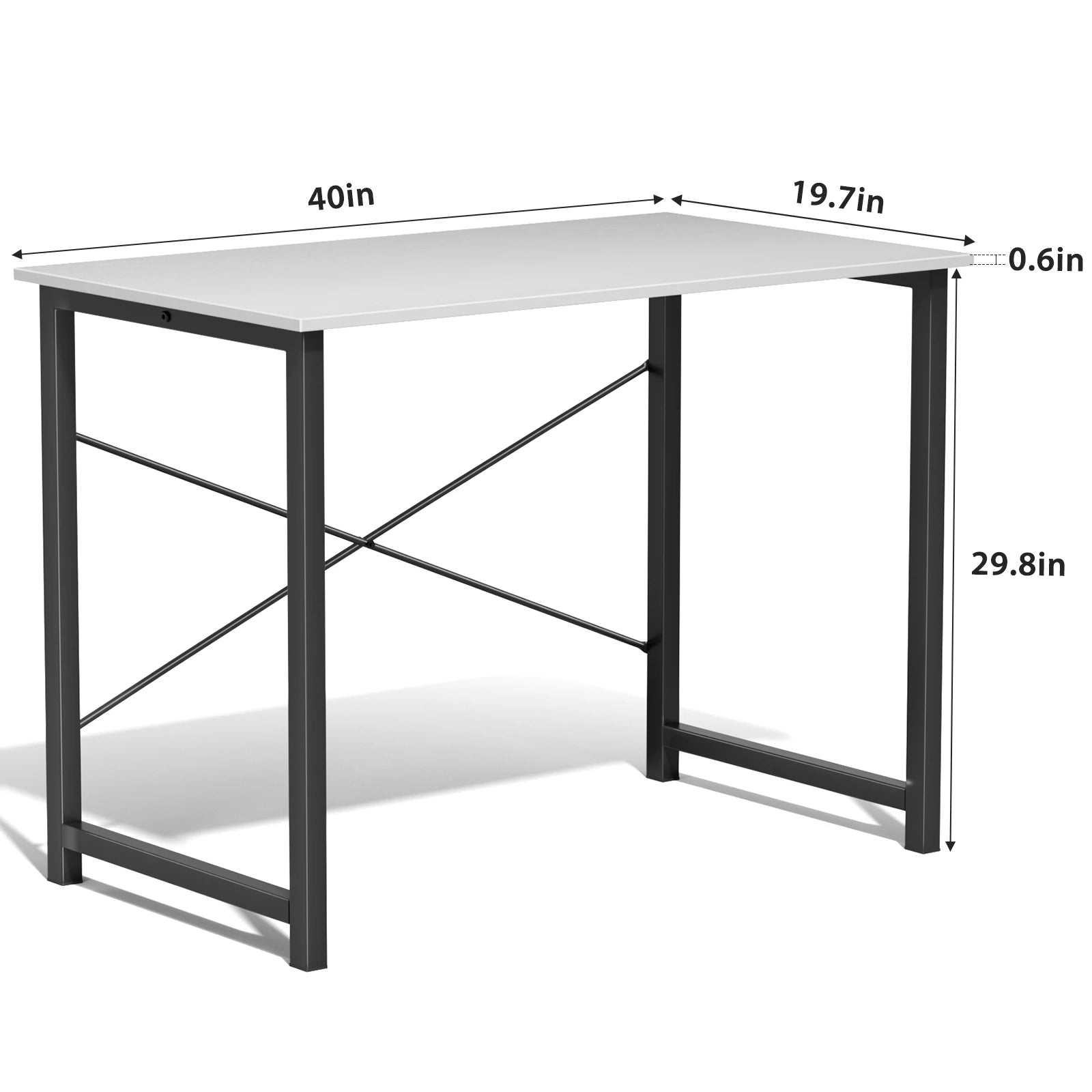 JHK Computer Office Desk Writing Study Office Gaming Table Modern Simple Style Compact Metal Frame Wood Tabletop Easy