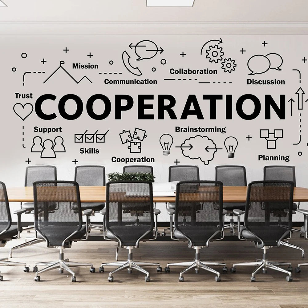 Large Cooperation Teamwork Office Wall Sticker Decal Success Inspirational Motivational Quote Trust Skill Office Decor
