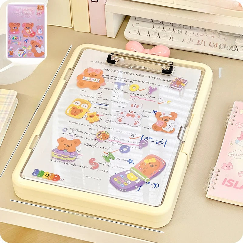 Simple Ins Sle Student Test Paper Storage Box Desktop Organizer Cute Cartoon Plastic File Cabinet Writing Desk Accory