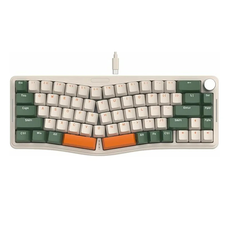 AKS068 Alice Layout Wired Mechanical Keyboard Gasket Mount 68 Keys Ergonomic 60% Gaming Keyboard USB-C Hot-S - Green