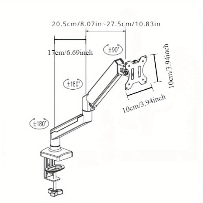 BEISHI Single Monitor Bracket for 13-32in adjustable Monitor holder Universal Computer screen load 2-9kg Gas SpringTV