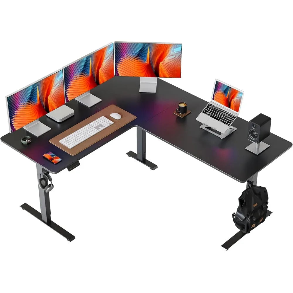 63 x 55L Shaped Standing Desk Adjustable Height 63 Inch Electric Stand up Corner Computer Desk Sit Stand Home Office De