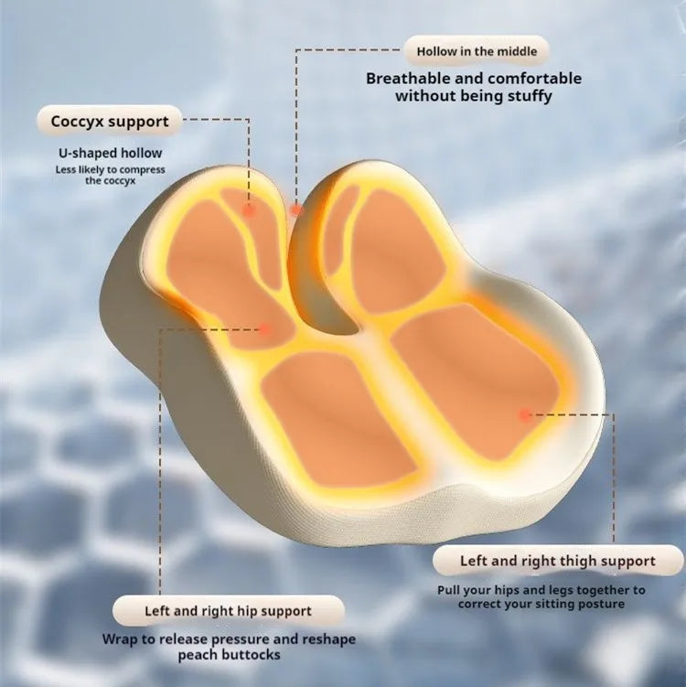 Office Memory Foam Seat Cushion Buttock Pad for Long Time Sitting Posture Correction Prolapsed Hemicircumference Relief