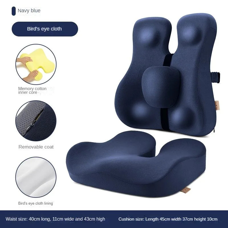 Memory Foam Seat Cushion Waist Back Support Pillow Set Orthopedic Ergonomic Coccyx Relief Hip Lumbar Pad for Office
