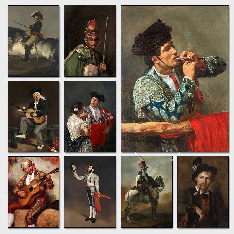 Vintage Spanish Toreador Poster Classic Smoking Pipe Man Modern Bar Office Prints Canvas Wall Art Picture Home Living