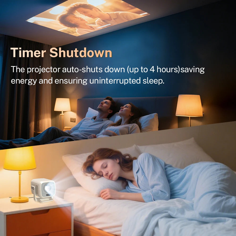 Lyncast 500ANSI 4K Native Portable Projector 1080P Auto Focus Keystone Correction Android 11 BT5.4 WIFI6 180° Home