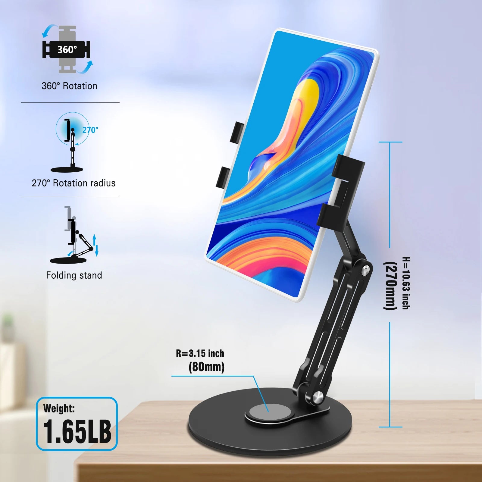Bimawen Desktop Rotating Folding Stand Phone Lazy 360° Storage Portable Monitor Stand 4.7-16 Inch Metal Body Telescopic
