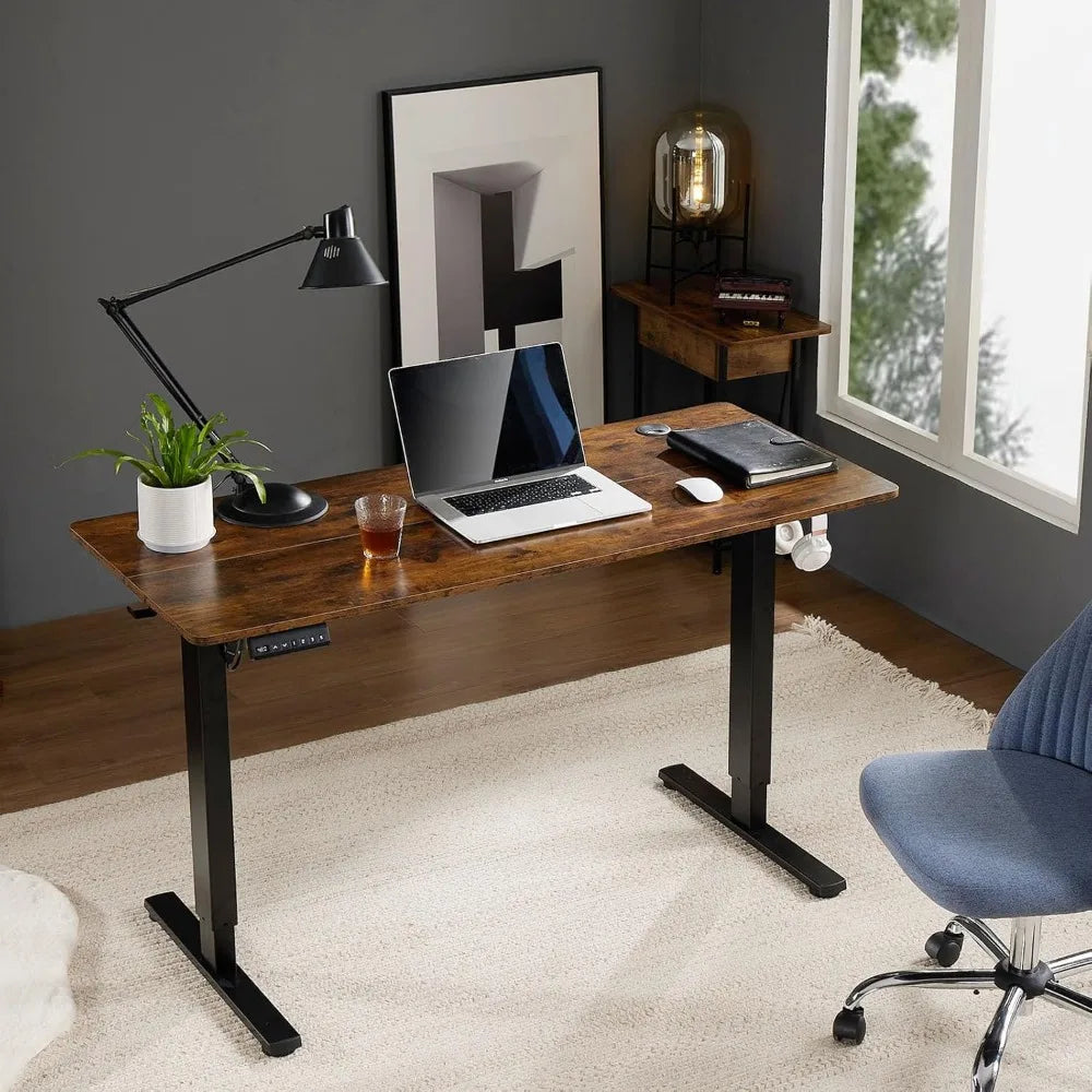 Electric Adjustable Height Standing Desk - 55 x 24 inch Sit to Stand Up Desk with Splice Board Rising Home Office