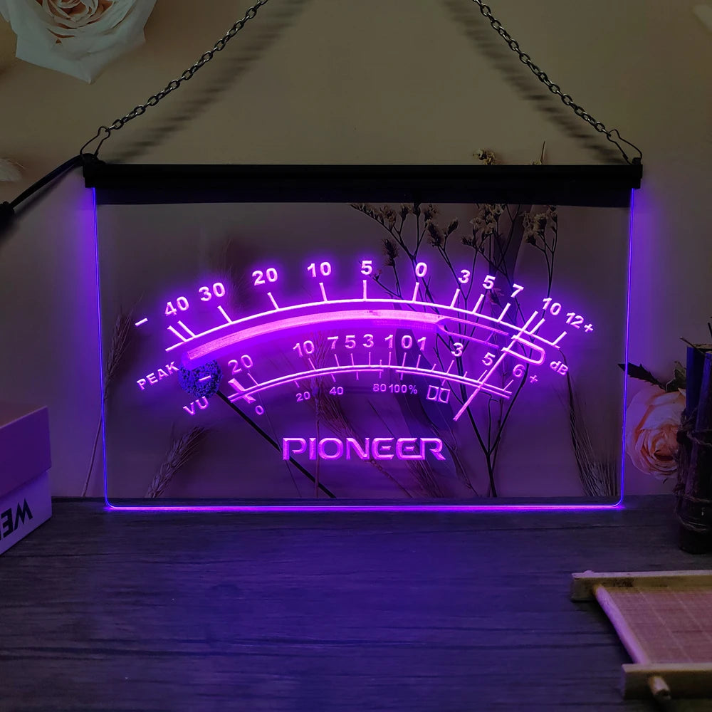 Pioneer Peak VU dB LED Neon Sign-3D Carving Wall Art for Home,Room,Bedroom,Office,Farmhouse Decor - Violet / AU-30x20cm