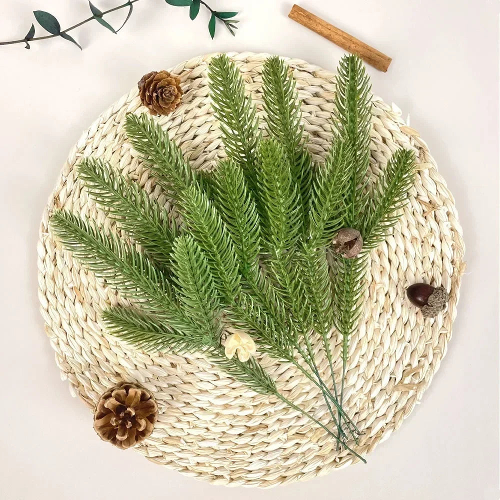 Wholesale Pine Needle Branch Artificial Christmas Green Snow Frosted Fake Plants Sprigs Stem DIY Wreath Home Garland