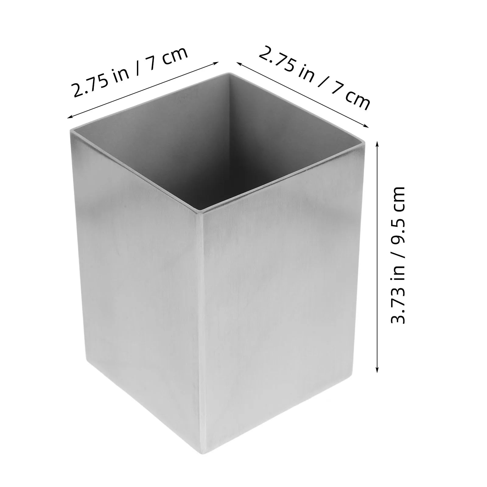 Silver Stainless Steel Square Pen Holder Thickened Pencil Cup Storage Box Marker Stand Makeup Brush Container Desk