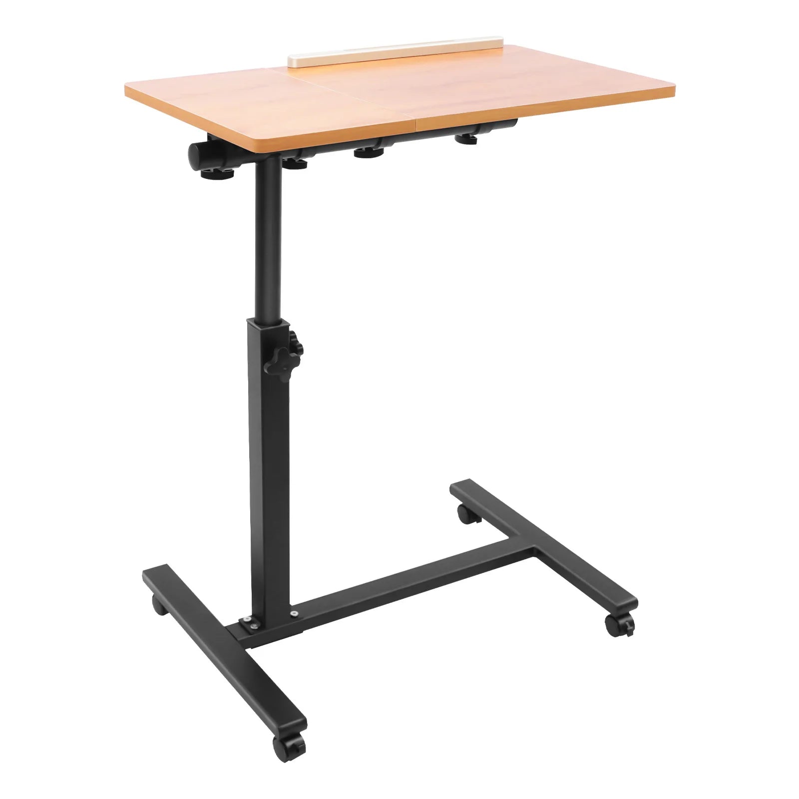 Computer Standing Desk Height Adjustable Desk with 4 Wheels 360° Rotation Mobile Rolling Desk Overbed Table for Living