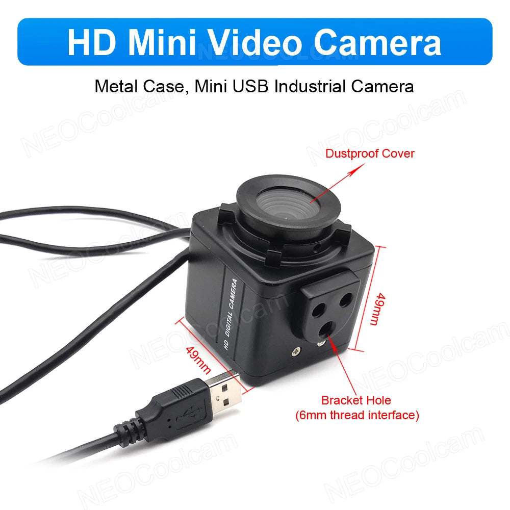 Industrial USB Webcam 12MP IMX362 / 4K IMX179 Autofocus Mini Metal Usb Camera No Distortion Lens For Live Video
