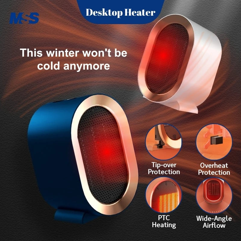 MSS 1200W Instant Heating Air Warmer - 2-Gear Temperature Regulation Anti-Tip Over Winter Heater for Home Office