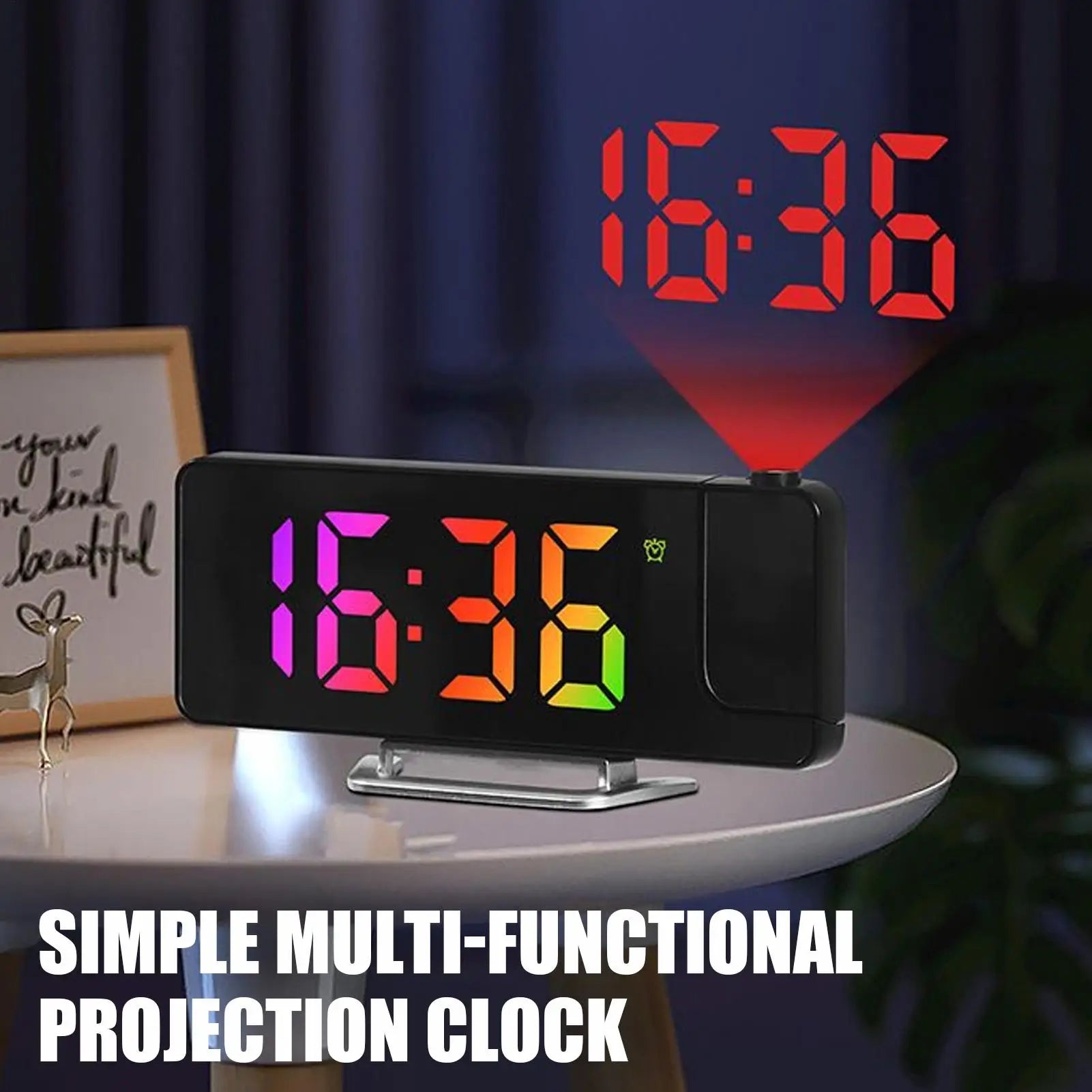 Digital Projection Clock Multifunctional Indoor Outdoor Digital Alarm LED Display Bedside Desktop Clock Projector