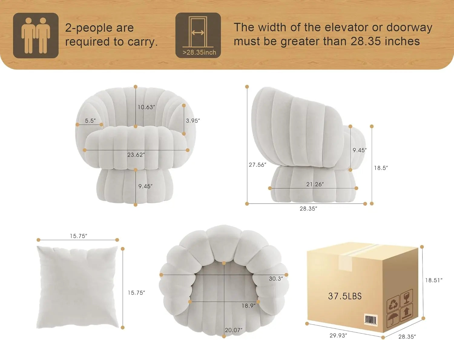 Mid Century Modern 360 Degree Barrel Swivel Accent Sofa Chair,Fluffy Velvet Fabric Lounge Wide Upholstered Pumpkin