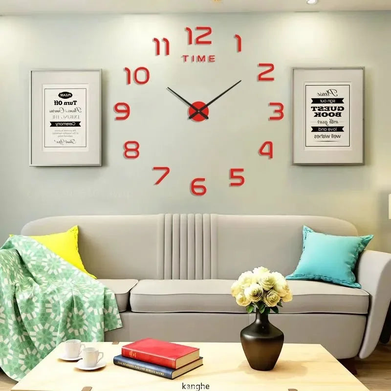 2023 Modern Design Large Wall Clock 3D DIY Quartz Clocks Fashion Watches Acrylic Mirror Stickers Living Room Home Decor