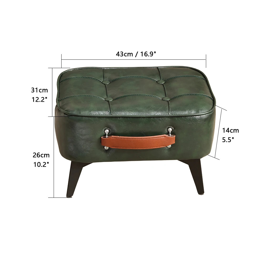 Small FootStool Ottoman with Stable Metal Legs Upholstered Footstool Padded Foot Rest PU Leather Rectangle Small Step