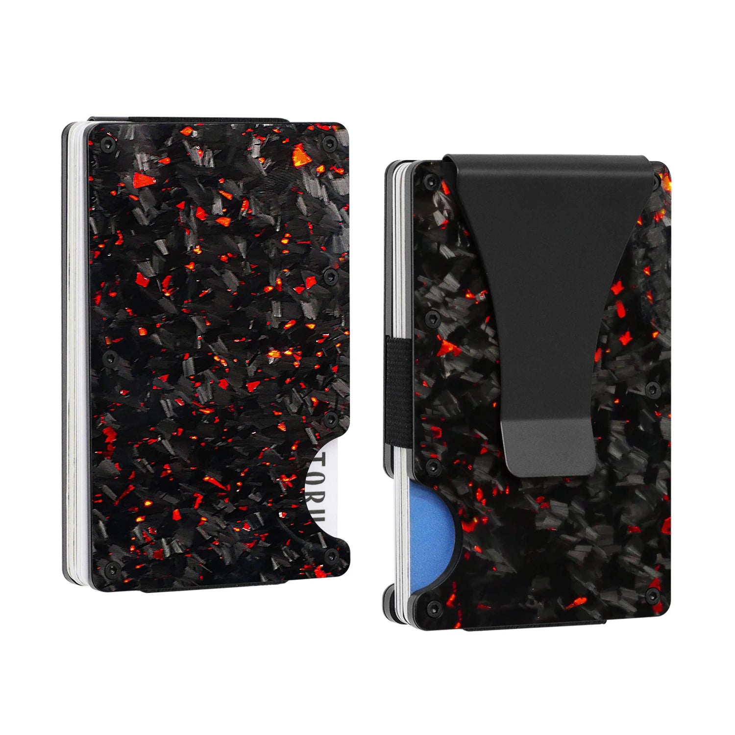 Forged Carbon Fiber Card Holder Wallet Men Clip Money Bag Cardholder Aluminium Metal RFID Slim Luxury Cartera Hombre