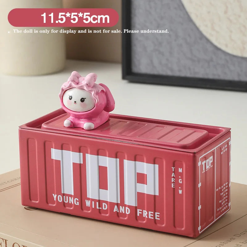 Mini Compact Iron Storage Container - Creative Desktop Organizer Desk Organizer Metal Box for Rings Chargers Pens Coins