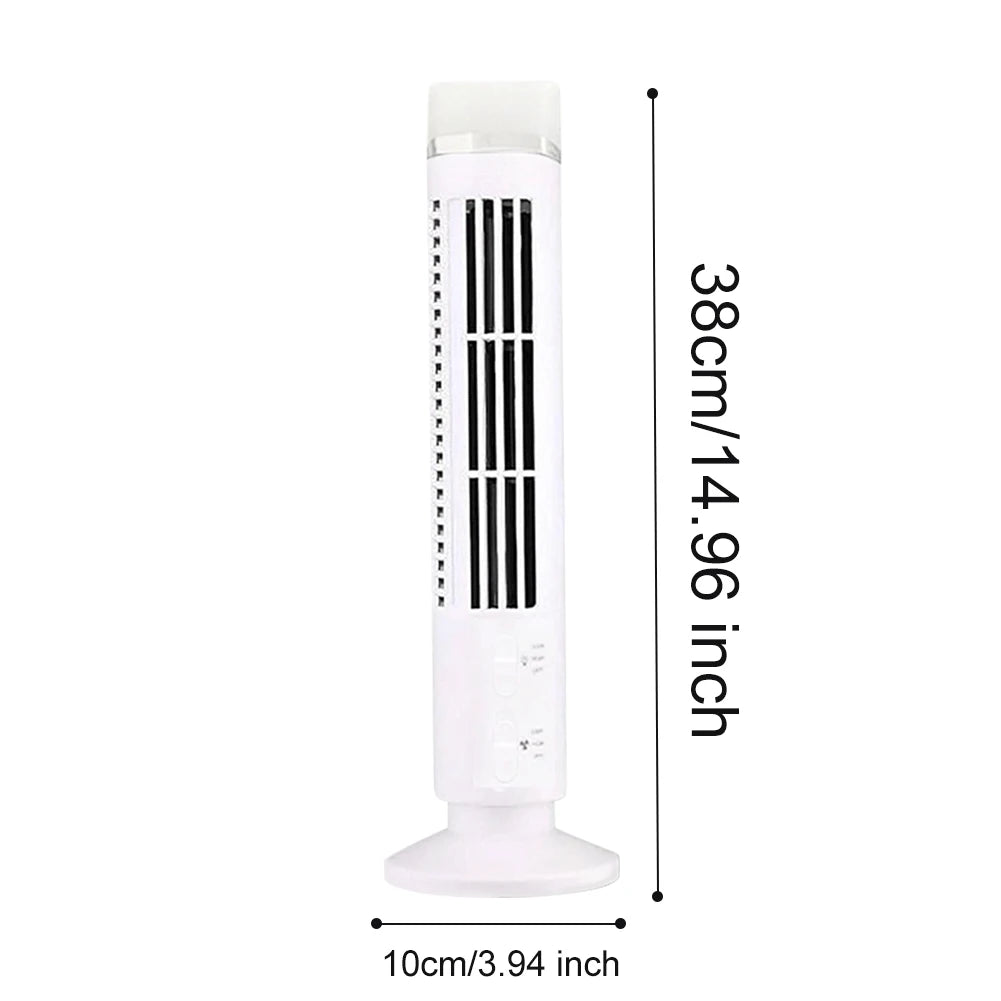 LED Tower Fan Bladeless Tower Fan 90 Degree Oscillating Quiet Portable USB Electric Desk Fan with Light for Home