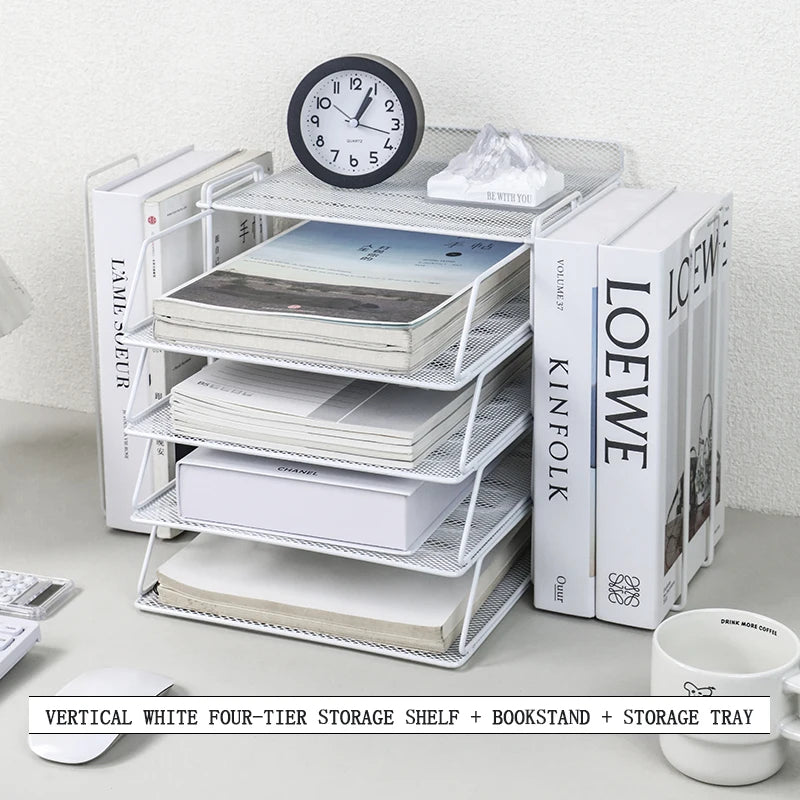 Desk storage and accessories 4-tier paper trust tray storage box with file holder desk storage office supplies desk