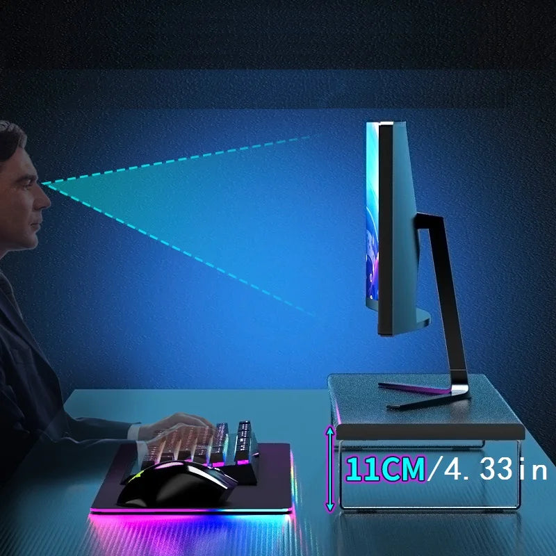 60CM Extended Monitor Stand Riser Heightened Desktop Computer Platform Stand for Laptops Office Metal Desk Support up