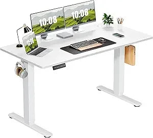 Electric Adjustable Height Standing Desk - 55 x 24 inch Sit to Stand Up Desk with Splice Board Rising Home Office