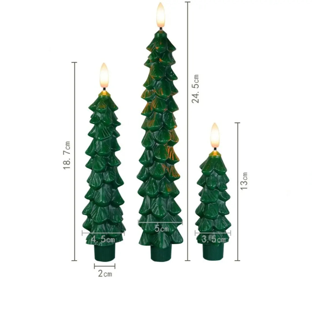 Christmas Tree Candles w/Remote Timer Paraffin Waxy Taper Candle Flickering Battery Operated LED Candlesticks 3D Flame