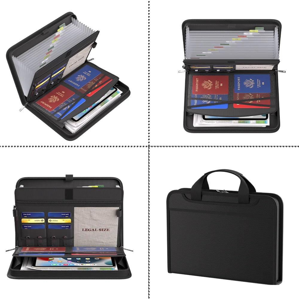 Upgrade Models Fireproof Portable Folder Multifunctional 12-Page Transparent Organ Folder Portable Document Organizer