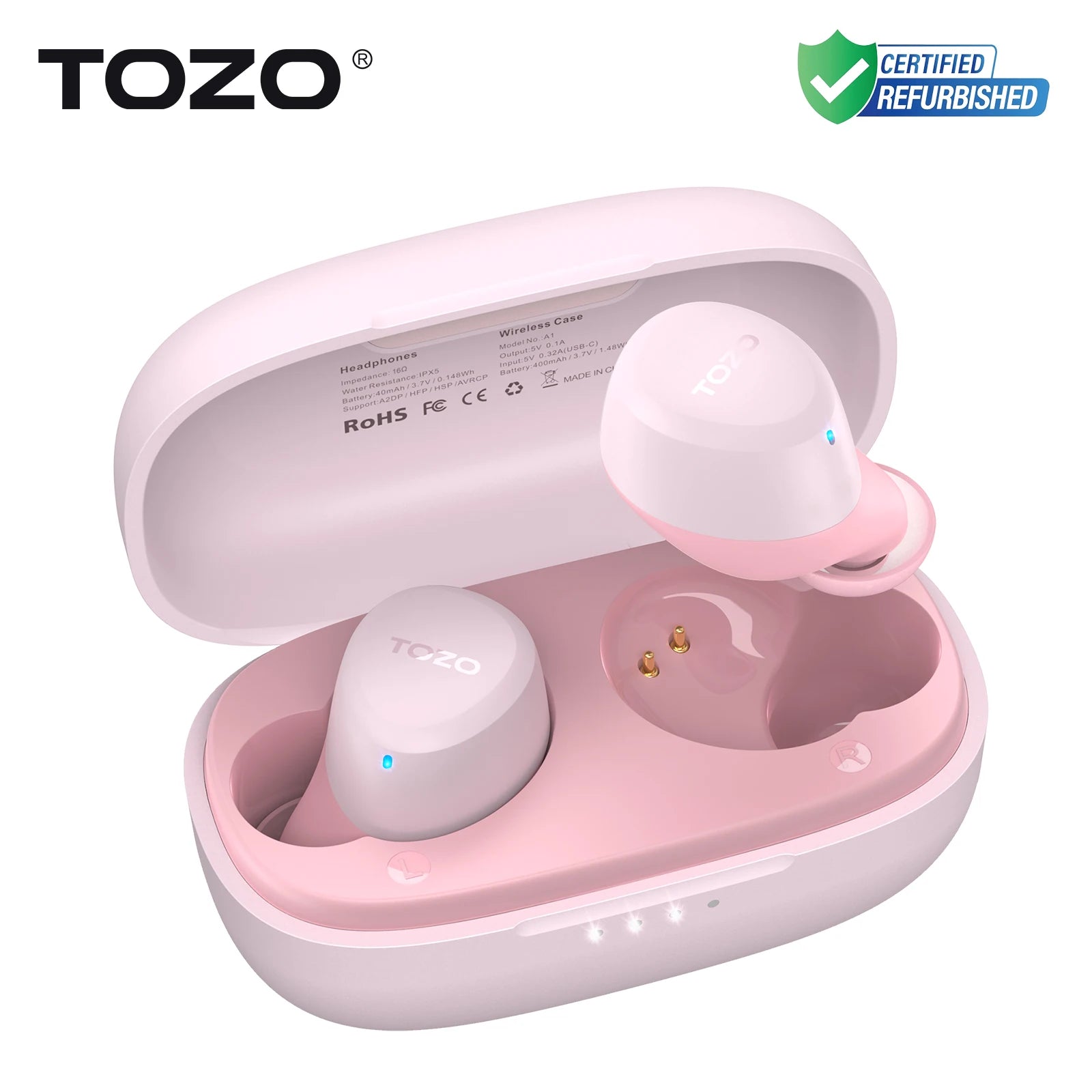 Refurbished TOZO TWS Earbuds in-Ear Wireless Bluetooth Headsets with With Mic Touch Control Sport Waterproof for Iphone