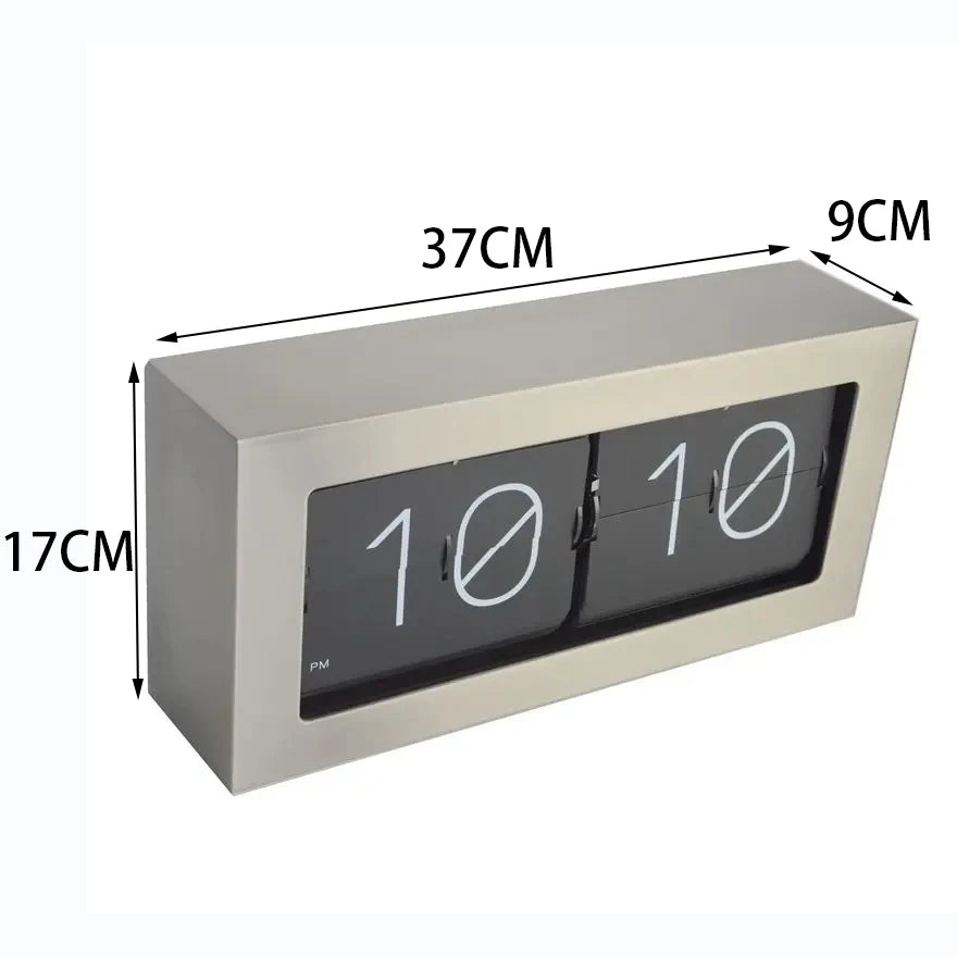Metal Silver Flip Clock Large Table Clock Luxury Desk Clock Silent Office Interior Desktop Clocks Tabletop Bedroom