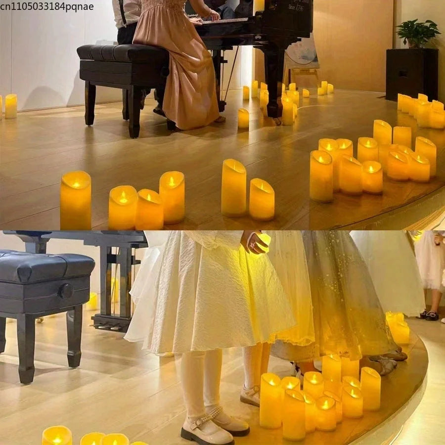 10-120pcs Flameless Fake Candle LED Flickering Candles Battery Operated LED Pillar Candles for Wedding Christmas Decor