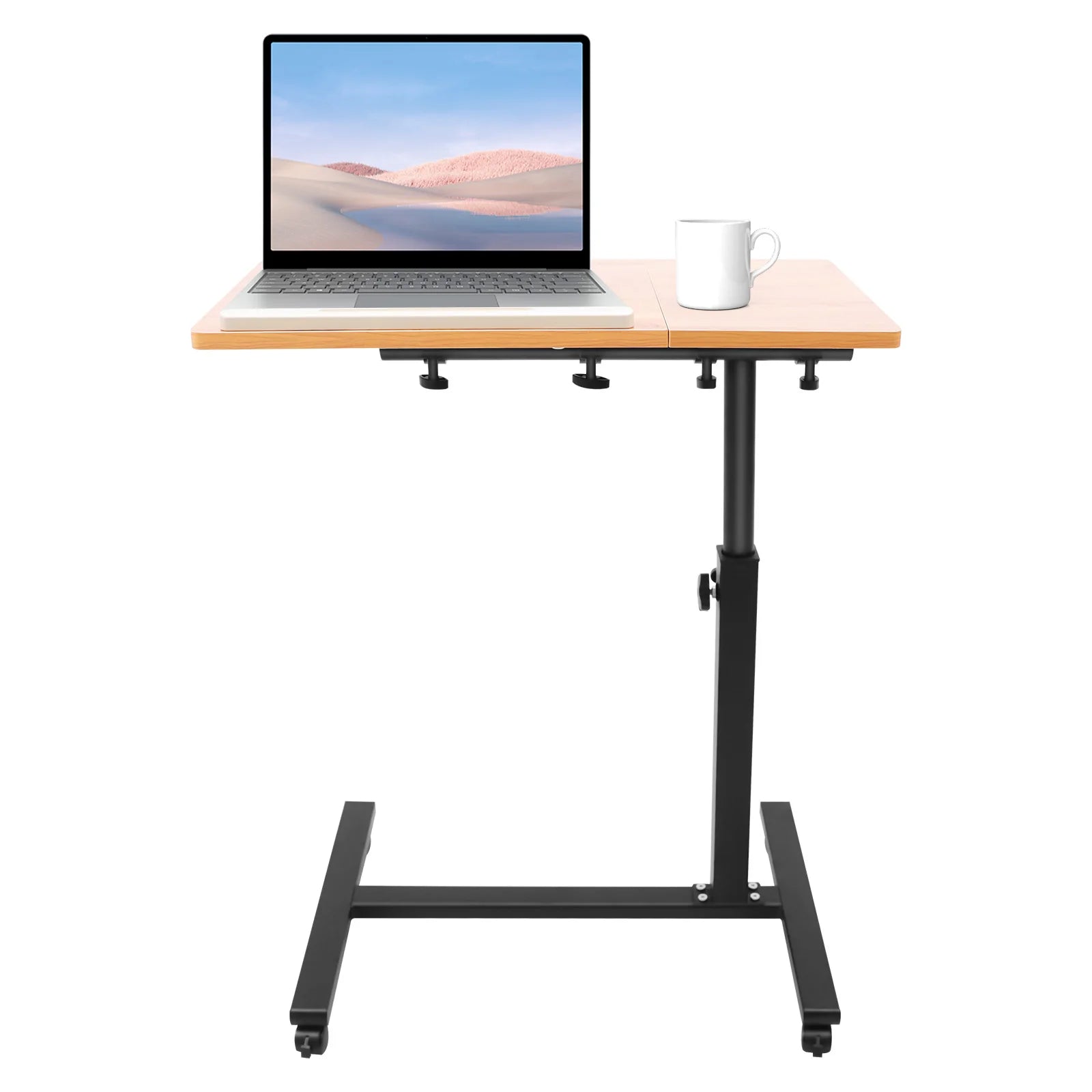Computer Standing Desk Height Adjustable Desk with 4 Wheels 360° Rotation Mobile Rolling Desk Overbed Table for Living