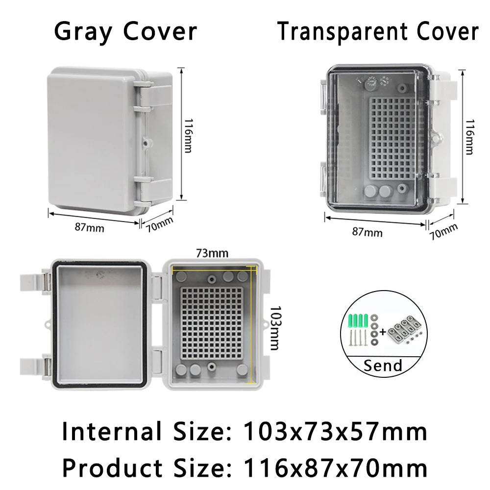 IP66 Waterproof Plastic Box ABS Wire Junction Box Gray/Transparent Cover Enclosure Outdoor Electronic Engineering