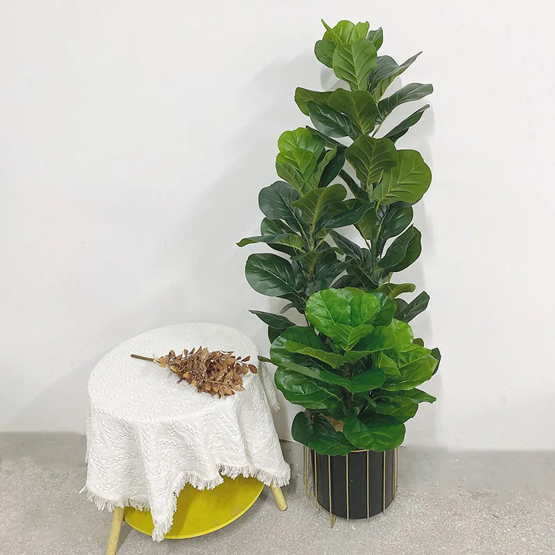 150cm Tropical Tree Large Fake Ficus Lyrata Plant Artificial Ficus Plants Branches Plastic Fake Leafs For Home Office