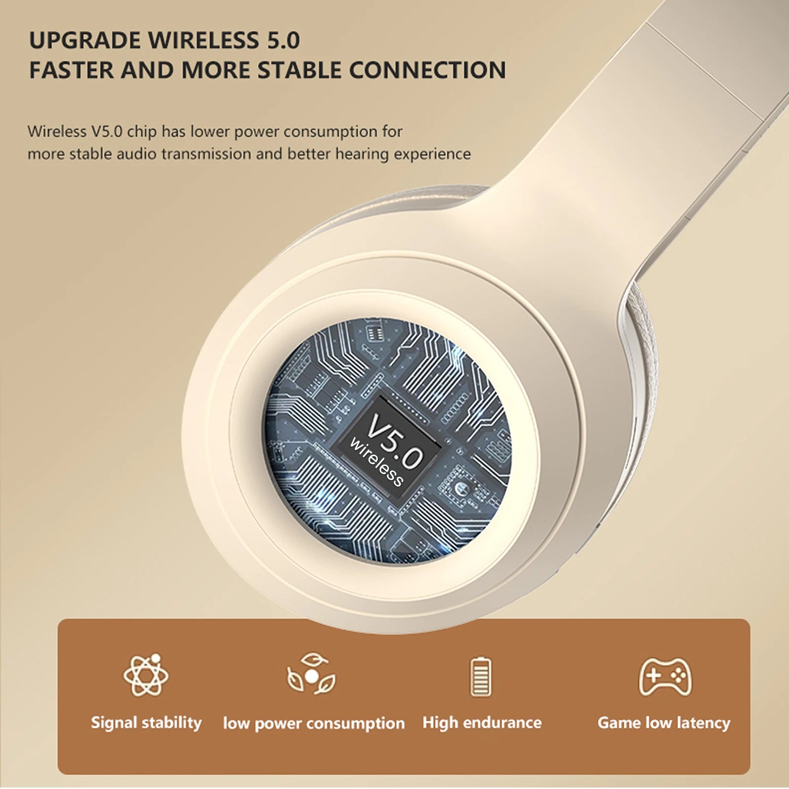 Wireless Bluetooth Headphones Over Ear HIFI Stereo Headsets Noise Reduction Sports Gaming Earphones Music Player