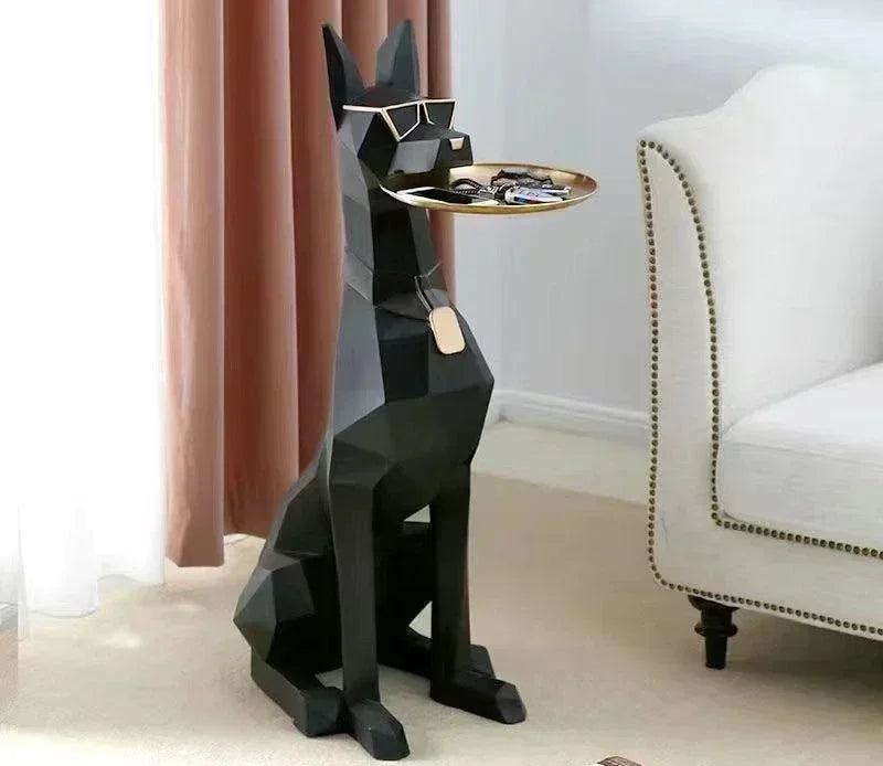Giant Doberman Figure Side Table Large Dog Statue Plate Doberman Sculptures Luxury Living Room Decoration Home Decor