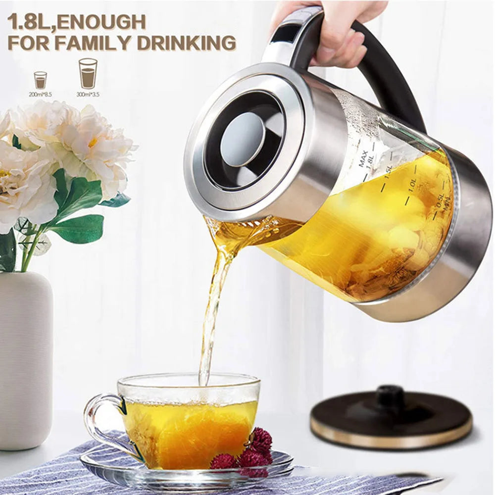 Intelligent Thermostatic Glass Electric Kettle 1.8L Household Boilng Water Multifunction 220V Automatic Power